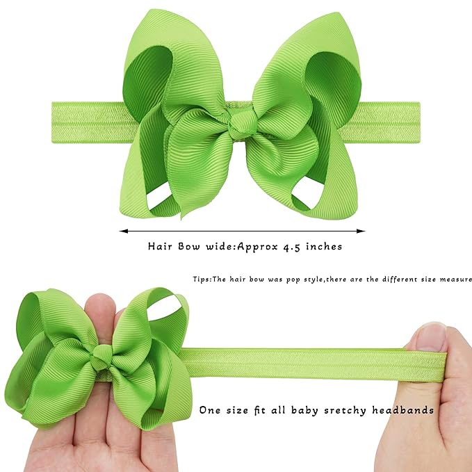 CÉLLOT Baby Girls Headbands Grosgrain Ribbon 4.5" Hair Bows Headband Big Bow Hair Bands for Toddler Pack of 20