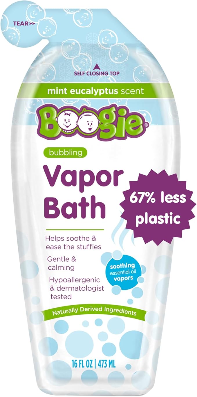 Boogie Kids Botanical Bubble Bath, Soothing Vapor, Made with Natural Essential Oils, Mint Eucalyptus, 16 oz (Pack of 1)