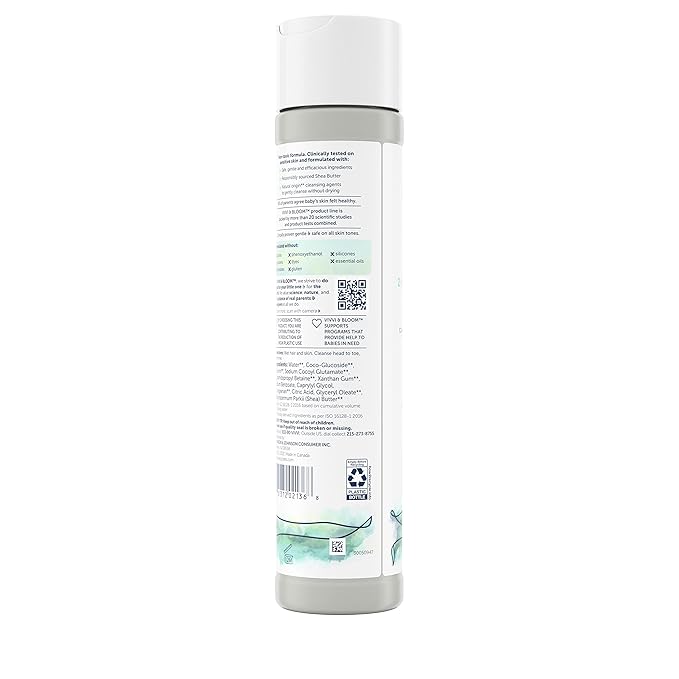 Vivvi & Bloom Gentle 2-in-1 Baby Wash & Shampoo Cleansing Gel, Leaves Sensitive Skin Feeling Healthy & Moisturized, Fragrance-Free, Formulated Without sulfates, paraben, & Dyes, 10 fl. Oz