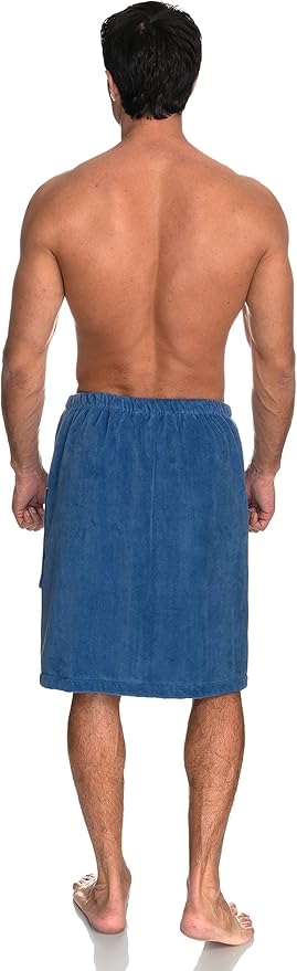 TowelSelections Mens Cotton Shower Wrap Adjustable Terry Velour Spa Bath Towel Wrap Sauna Gym Towels for Men
