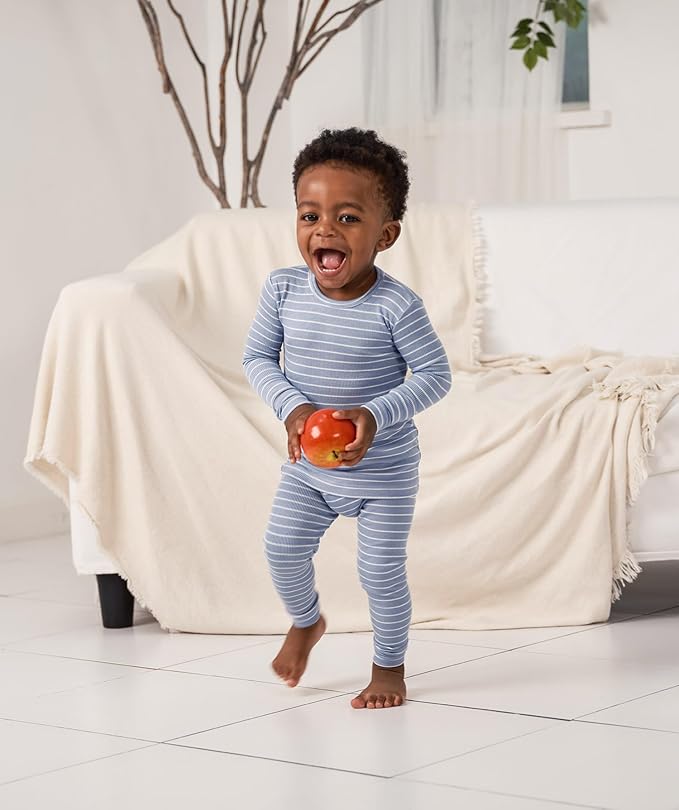 AVAUMA Stripe Pattern Baby Boys Girls Pajama Set Kids Toddler Snug fit Ribbed Sleepwear pjs for Daily Life Style