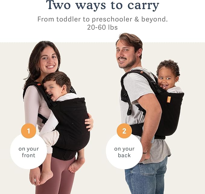 Beco Toddler Carrier (20-60 lbs) with Extra Wide Seat, 100% Cotton - Front-Carry & Backpack Style - Lightweight & Ergonomic Sling Carrier for Children from 18months - Ecru