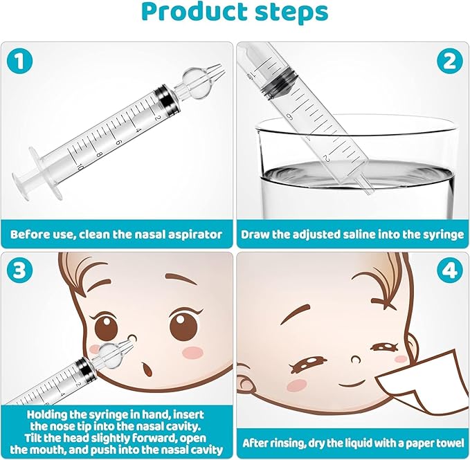 Baby Nasal Aspirator, Sinus Rinse System Professional Baby Nasal Irrigator- Portable Infant Nose Cleaner Quick Rinse Device for Newborn Infants Kids Children- BPA Free More Convenient, 4 Packs 1