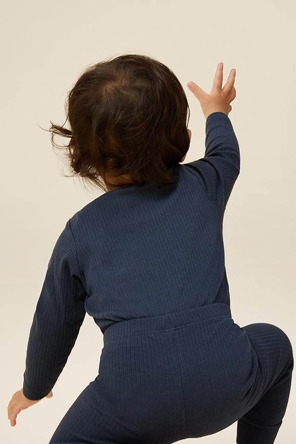 MORI Baby Unisex Long Sleeve Bodysuit Viscose from Bamboo and Organic Cotton - Comfortable Toddler Romper for Boys and Girls