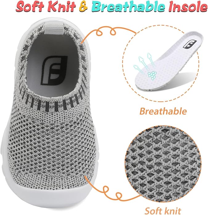 JOINFREE Toddler Boys Girls Sneaker Slip On Shoes Kids Lightweight Breathable Walking Shoes