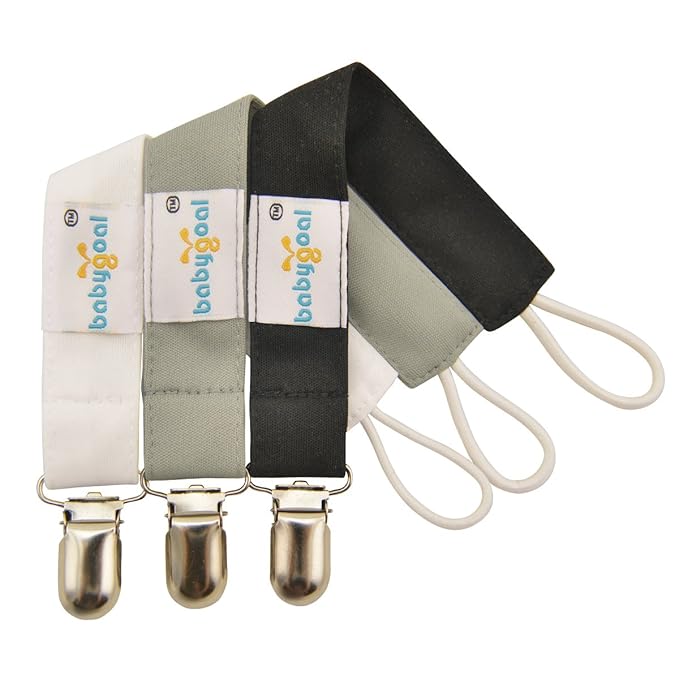 babygoal Baby White Black Pacifier Clips, 3 Pack Pacifier Holder Clips for Boys and Girls Fits for Most Pacifiers and Binkies MP01