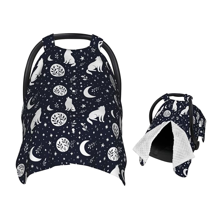 Wolf Star and Moon Baby Car Seat Canopy Nursing Cover for Newborn Car Seat Breastfeeding Covers Blanket Newborn Shower Gift