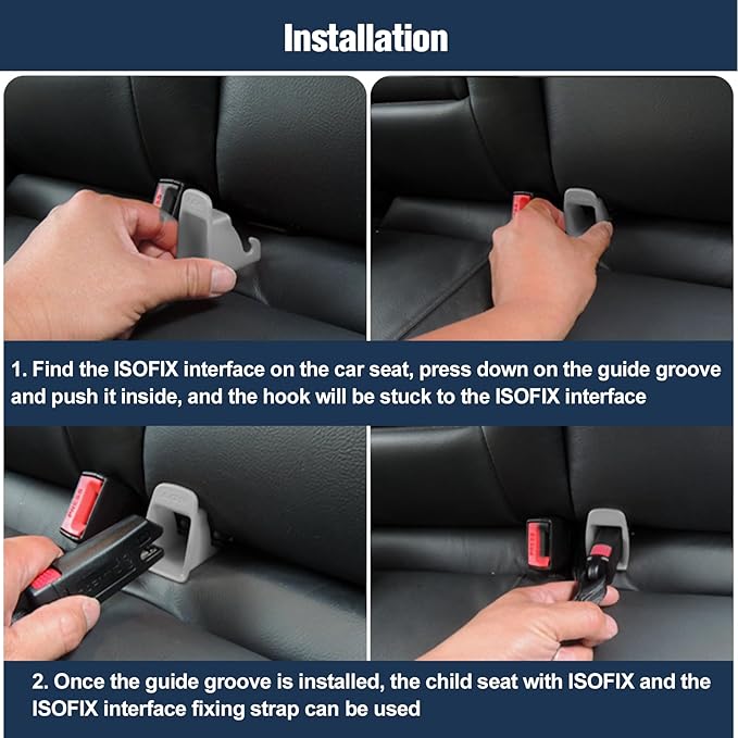 ISOFIX Interface Belt Latch Guide, 2 Pcs Car Seat ISOFIX Interface Buckle Fixed Guide Groove Car Seat Bracket Connector, Grey
