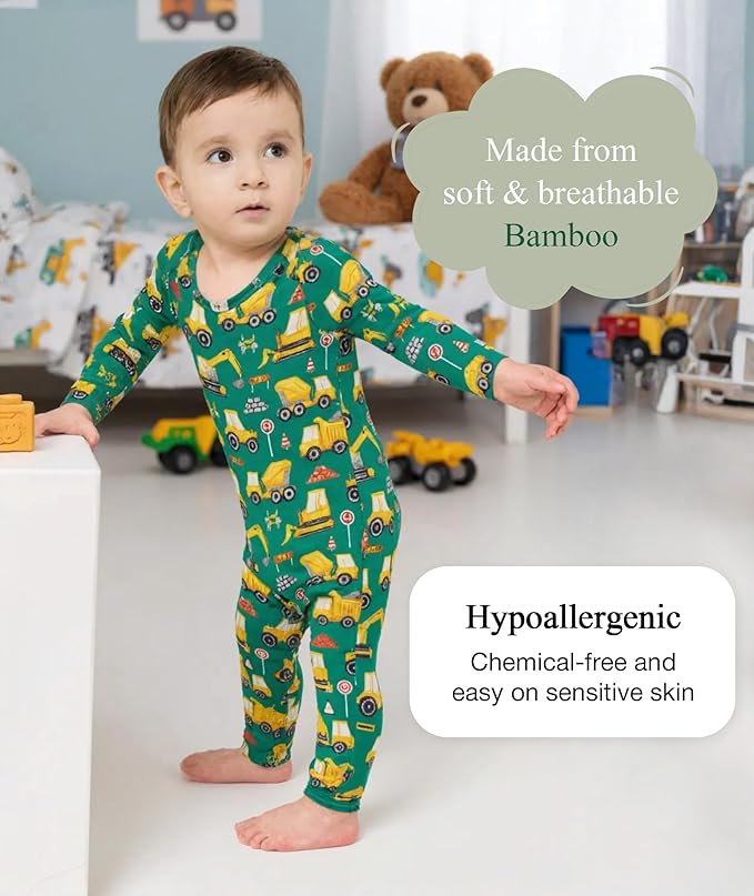 Baby Boy and Girl Romper Long Sleeve Jumpsuit One-Piece Footless Pajamas, Viscose Made from Bamboo
