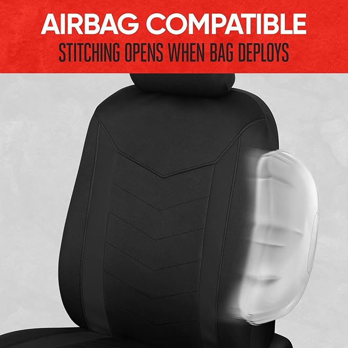 Motor Trend SpillGuard 2 Black Seat Covers for Cars & Seat Covers for Trucks - Neoprene Lining Waterproof Car Seat Covers Front Seats Only - SUV Seat Covers Protector - Forros para Asientos de Carro