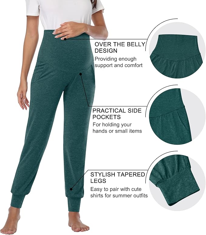 AMPOSH Women's Maternity Pants Stretchy Lounge Workout Sweatpants Casual Loose Comfy Pregnancy Joggers with Pockets
