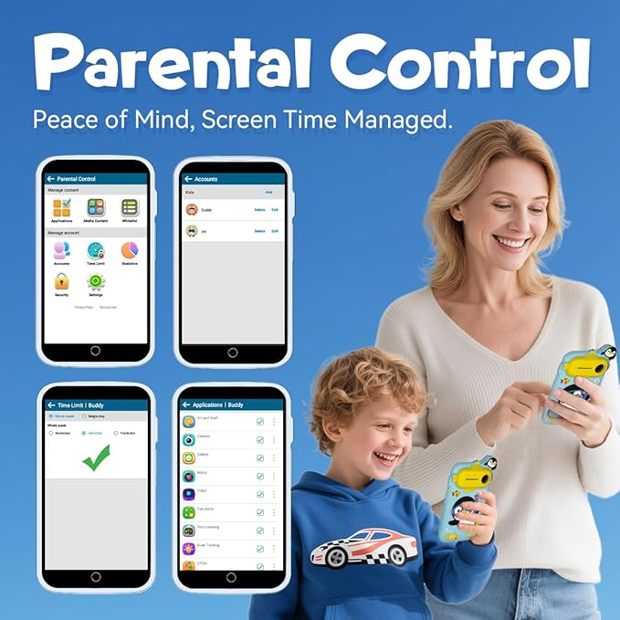 Kids Smart Phone, Educational Kids Toys Phone with 220+ Games, 3.97" Touchscreen, 5MP Camera, Parental Control, Learning Toddler Phone for Boys Ages 3-9