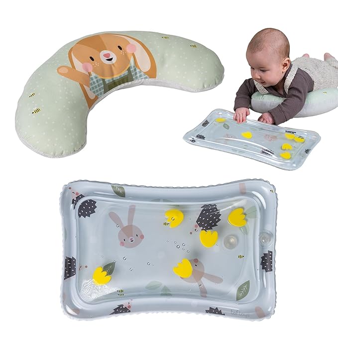 Taf Toys Tummy Time Training Set with Water Mat & Supportive Tummy Play for Baby Development, Baby Tummy Time Play Mat & Support Toy for Newborn, Infants and Toddlers Tummy Time Toys