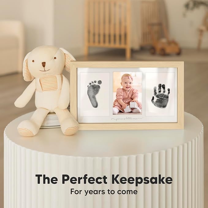 Inkless Hand and Footprint Kit, Boy, Girl, Newborn Keepsake - No Mess Ink Pad for Baby Handprint, Clean Touch Paw Print Kit for Dog Picture Frame,Personalized Baby Christmas Shower Gifts(Ash Wood)