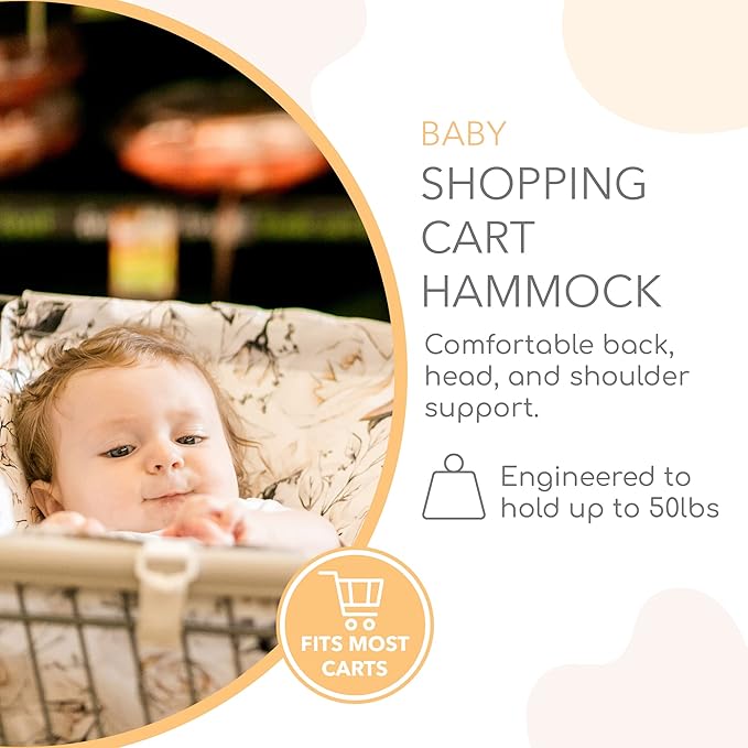 Binxy Baby Shopping Cart Hammock – Infant Seat for Grocery Carts – Holds Car Seats Securely – Compatible with Select 4-Seater Wagons (20–24” Wide) – Supports Up to 50 lbs – Coming Up Roses