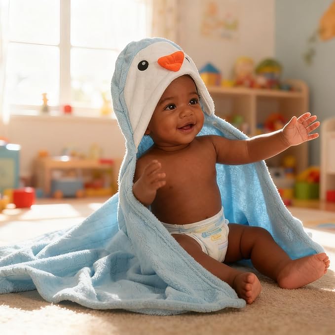 Toddler Bath Towel for Boy Girl 0-5 Years, 2 Pcs Baby Towels with Hood, Large Size 50 * 32 Inch Toddlers Towels, 2-Pack Thick Absorbent Toddler Towel with Hood
