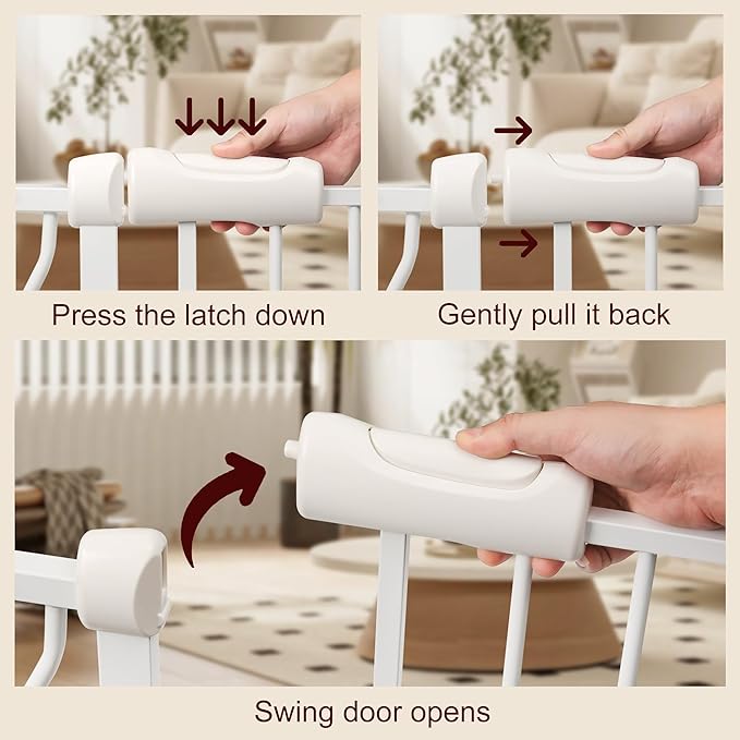 Extra Wide Baby Gate 57.5-66.9 Pressure Mounted,Child Dog Pet Safety Gates with Walk Through Door for Doorways Stairs No Drilling in Door,White