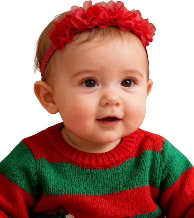 Fmeida Baby Girls Headbands for 4-24M | Soft Flower Crown (Fits 14.96"-18.89" Head)