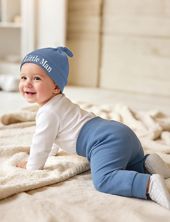 Fommy Newborn Baby Boy Clothes New to The Crew Letter Print Romper+ Pants+Hat 3PCS Outfit