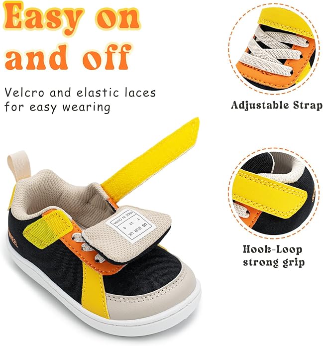 SKYWHEEL Toddler Wide Toe Box Barefoot Shoes Boys Sneakers Kids Tennis Shoes Comfort Lightweight Zero Drop Walking Shoe for Indoor/Outdoor Play