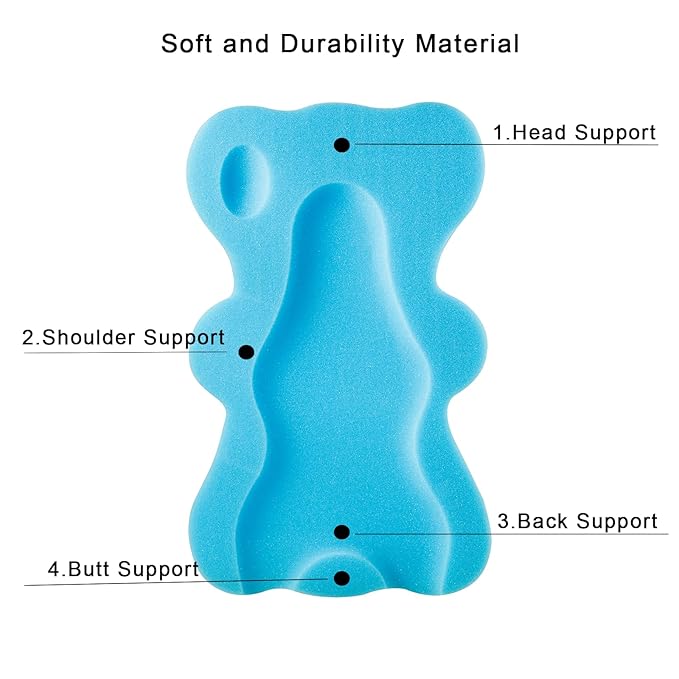 PandaEar Baby Bath Sponge Infant Soft Sponge Mat, Baby Bath Mat Newborn Odor Free Bath Cushion, Blue (Blue)
