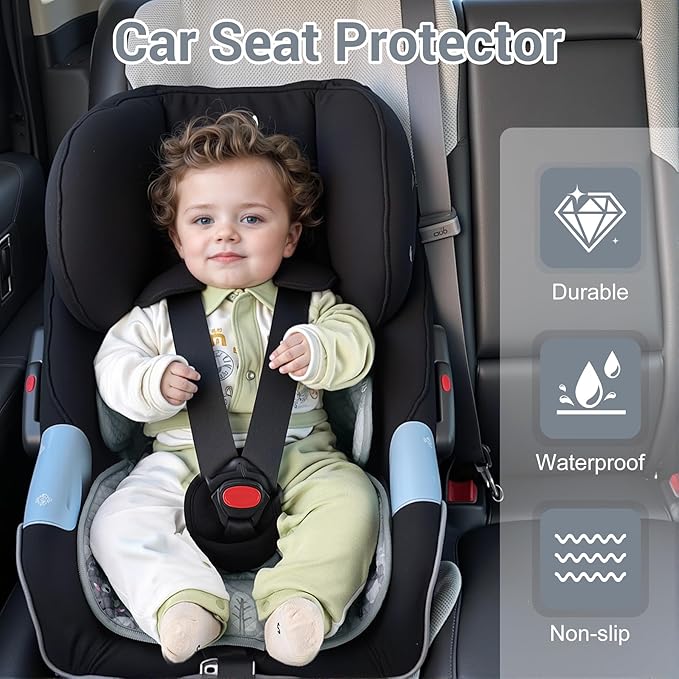 Piddle Pad, Car Seat Potty Training Protector- Waterproof Car Seat Liner with Anti-Slip Backing, Machine Washable Cover for Baby Toddler Carseat, Stroller (Gray, 2PC)