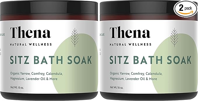 Thena Organic Sitz Bath Soak 2 Pack | Postpartum Essentials 100% Natural & Gentle with Pure Epsom and Dead Sea Salts Witch Hazel Lavender Essential Oil