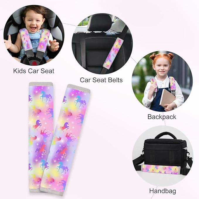 Seat Belt Cover Pad for Baby, Soft Seatbelt Cushion Covers for Kids 2Pcs Car Seat Strap Shoulder Pads for All Car Seats, Stroller, High Chair
