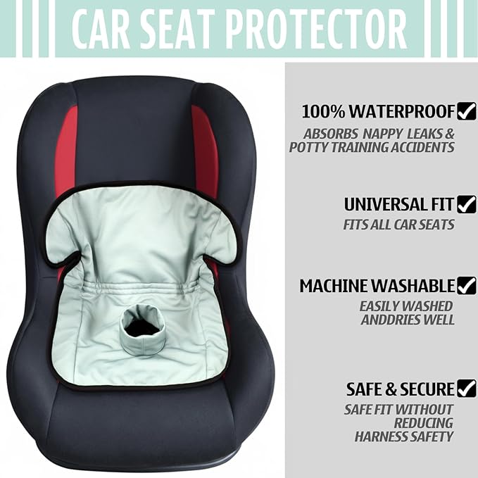 2 Pack Green Leaf Car Seat Protector for Potty Training Waterproof Piddle Pad Cover from Spillages Nappy Leaks Toilet Training Anti Slip Backing Strollers Carseat Liner for Toddlers Babies