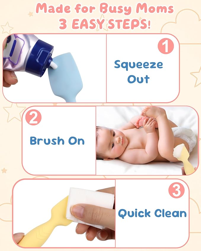 Upgraded 4-Pack Silicone Diaper Cream Spatula with Travel Case - Soft Full-Size & Mini Applicators for Rash Ointment, Diaper Care & Everyday Care, Ideal for Newborn Essentials and Baby Shower Gifts