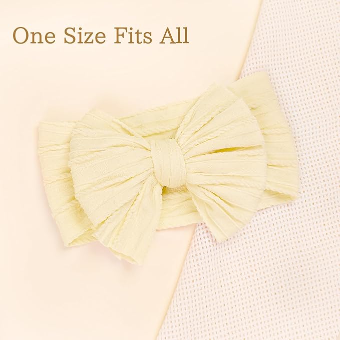 JOYOYO 3 Pcs Soft Wide Turban Baby Headbands with Double-Layer Bow for Baby Girls, Newborns, Toddlers(White, Beige, Black)