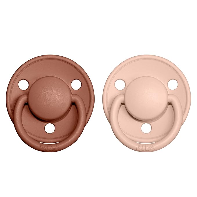 BIBS De Lux Baby Pacifier 2-Pack | Made in Denmark | BPA Free Dummy Soother, Round Nipple. Silicone, OneSize (0-36 Months), Woodchuck/Blush