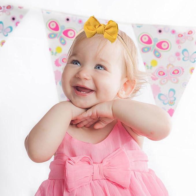 Baby Girl Hairband, 6pcs Nylon Headbands, Stretchy Knot Hair Bows, Double Layer Super Soft Elastic Baby Bow Hair Accessories for Newborn Infant Toddlers Kids