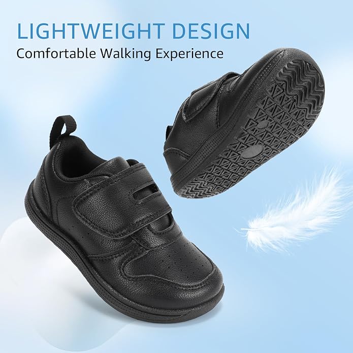 Toddler Wide Toe Box Barefoot Shoes Boys Girls Sneakers Zero Drop Kid Tennis Running Shoes Lightweight Non-Slip Comfortable Leather First Walking Shoe Outdoor Activities School
