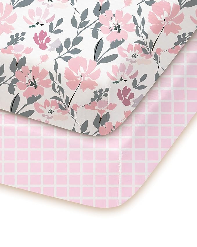 Pack and Play Sheets Fitted 2 Pack, 38x26 Graco Pack n Play Sheets for Playard & Travel Crib Mattress, Ultra Soft Jersey Knit, Breathable Stretchy Deep Pocket, Compatible with Mini Cribs