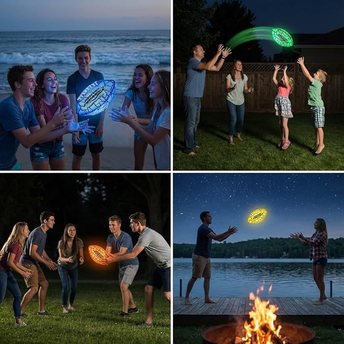 Wave Runner Glow in The Dark LED Football - Junior Size Waterproof Light Up Football, Type-C Rechargeable with Pump, Outdoor Sports Toy for Kids, Teens, and Adults