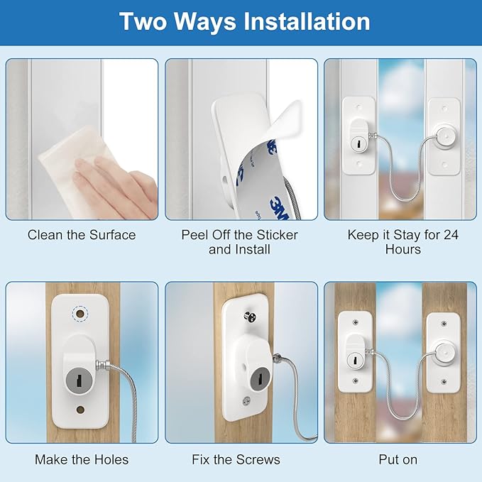 AOSITE Mini Fridge Locks for Kids No Drill Refrigerator Locks for Adults Cupboard Lock Child Safety Locks for Cabinets Drawer Locks Freezer Lock Baby Proofing (White, 2)