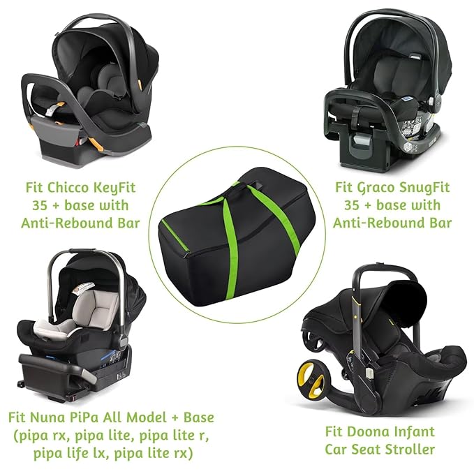 Infant Car Seat Travel Bag - Fits Infant Car Seats with Anti-Rebound Bar Base, Car Seat Storage Bag, Car Seat Carrier for Airport, Water Dirt Tear Resistant, Baby Essentials