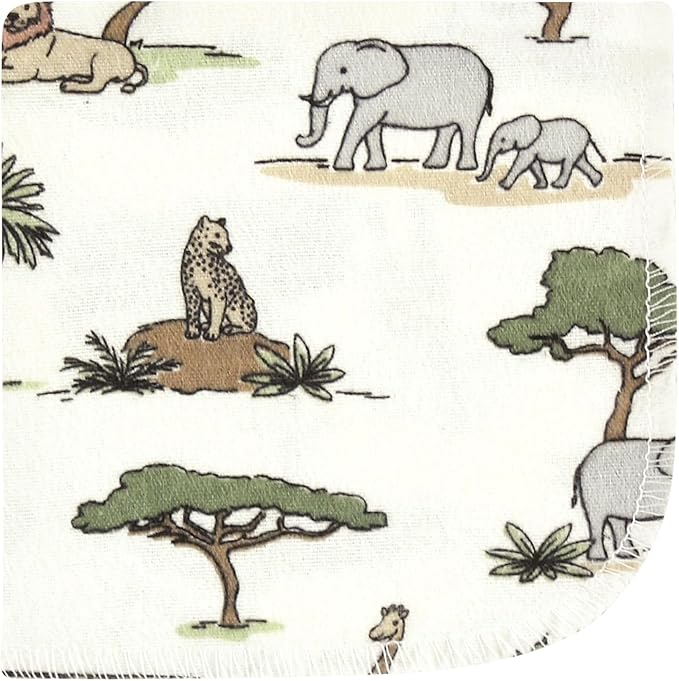 Hudson Baby Unisex Baby Flannel Washcloths, Going On Safari 10Pk, One Size