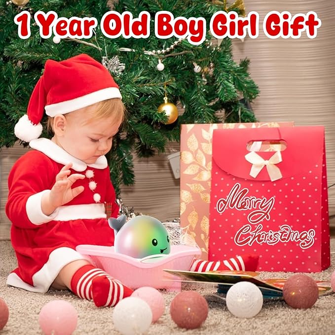 Gigilli Bath Toys for Kids Ages 1-3, Baby Bath Toys 1 2 3 Year Boy Girl Valentines Gifts for Babies 6-12-18 Months, Light Up Whale Bath Toy Sprinkler Toddler Birthday Bathtub Fountain Pool Water Toy