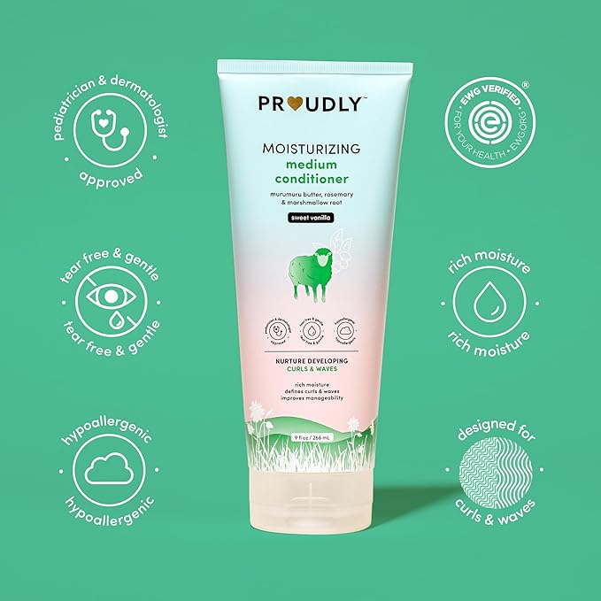 PROUDLY Moisturizing Wavy & Curly Hair Baby Conditioner by Gabrielle Union & Dwyane Wade, for Black & Brown Babies, Dry, Sensitive Skin, Sweet Vanilla, 2-Pack