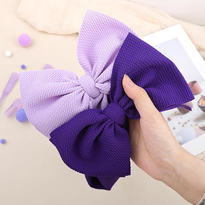 Super Durable Soft Knot Headbands with Hair Bows Infant Toddlers Kids Hair Accessories Violet Purple Headband for Newborn Baby Girls