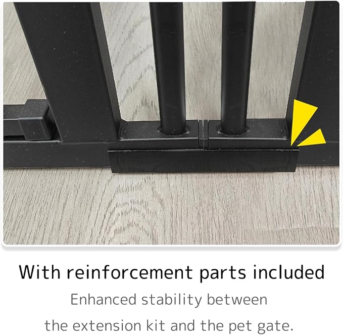 Lumizone Extra Tall Cat Gate Extension Kit 61.02" High Pressure Mounted 2025 New 8.27" Extra Wide 1.37" Gap No Drilling Tall Pet Gate for Dogs (Black, 61.02" H x 8.27" W, Extension)