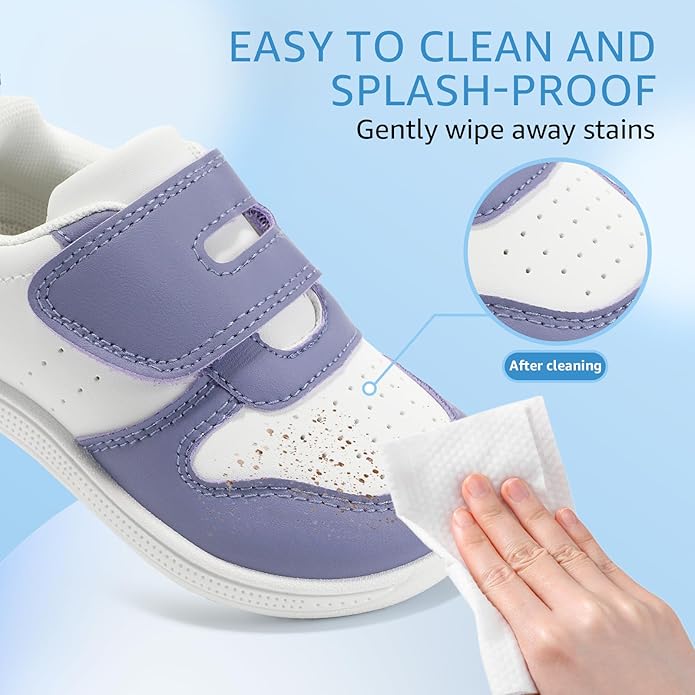 Toddler Wide Toe Box Barefoot Shoes Boys Girls Sneakers Zero Drop Kid Tennis Running Shoes Lightweight Non-Slip Comfortable Leather First Walking Shoe Outdoor Activities School