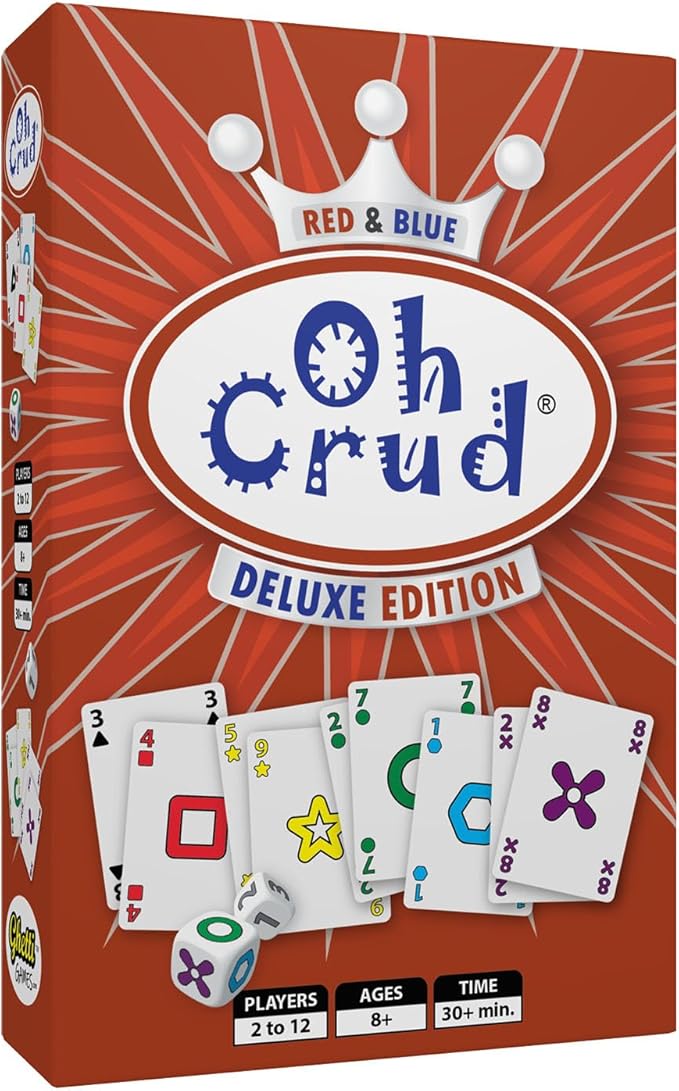Oh Crud Deluxe Edition: A Trick-Taking Card & Dice Game for Adults & Families, Strategy Card Game for Family Game Night Fun, Easy-to-Learn & Portable Party Decks for 2-12 Players by Ghetti Games
