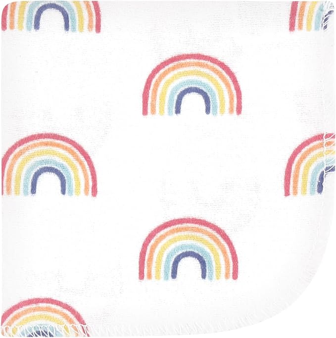 Hudson Baby Unisex Baby Flannel Washcloths, Creative Rainbow 12Pk, One Size