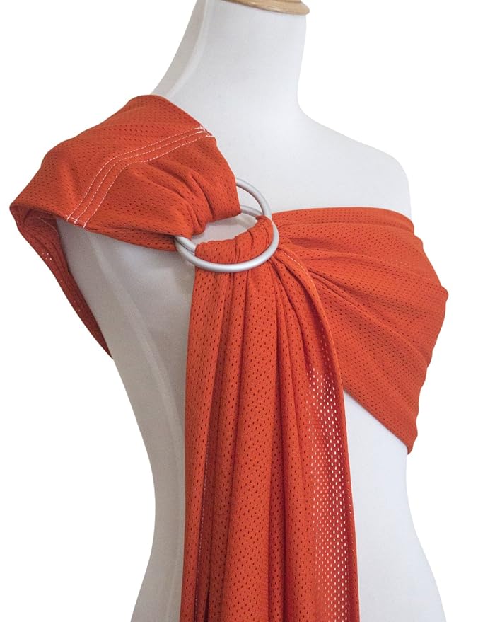 Baby Water Ring Sling Carrier | Lightweight Breathable Mesh Baby Wrap for Infant, Newborn, Kids and Toddlers | Perfect for Summer, Swimming, Pool, Beach | Great for Dad Too Orange