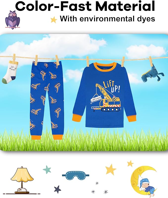 DAUGHTER QUEEN Boys 100% Cotton Long Sleeve Pajamas Size 18Months-12Years