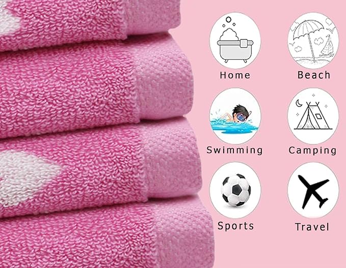 ORIGINAL KIDS Wash Cloth - Bath Time Hearts 12 Pack Washcloth Set - 100% Cotton Jacquard Colorful Absorbent Quick Dry Face Towel - Super Soft Face Cloth 12x12 inches - Pink White