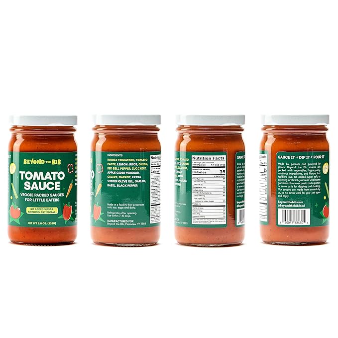 Beyond the Bib All Natural Toddler Sauces for Picky Eaters - Hidden Vegetables, No Added Sugar, Quick & Healthy Mealtime Solution - For 24+ Months (Tomato, BBQ, Sweet Mustard)
